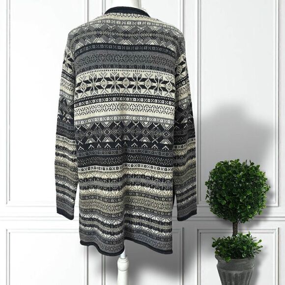 Lane Bryant Fair Isle Blue Tunic Sweater Wool Blend V Neck Venezia SZ 22/24 - Picture 4 of 10